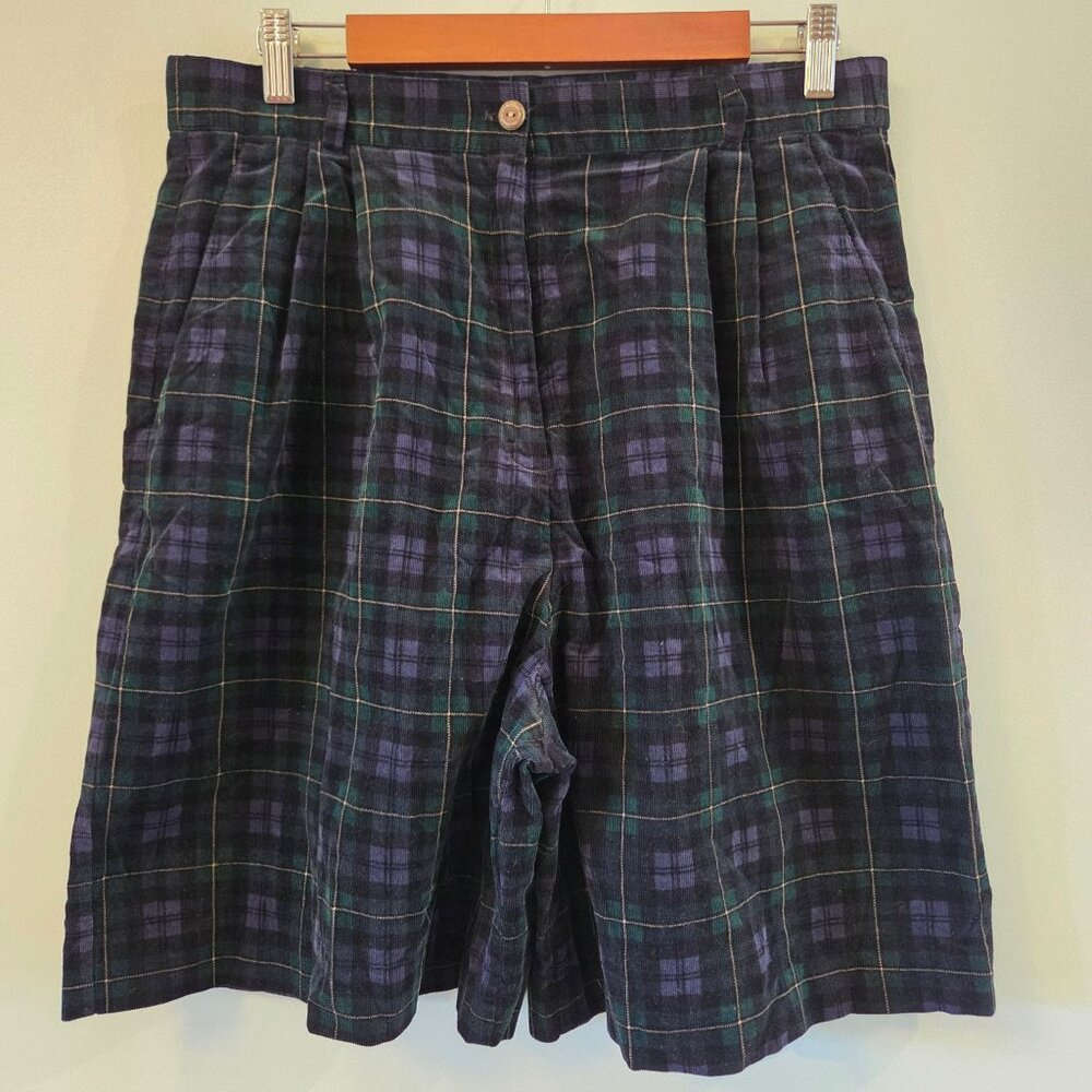 Vintage 90s Susan Bristol Plaid Corduroy shorts